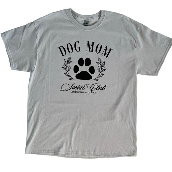 Dog Mom Social Club Large Women’s Ice Gray T-Shirt Short Sleeve - Picture 2 of 6